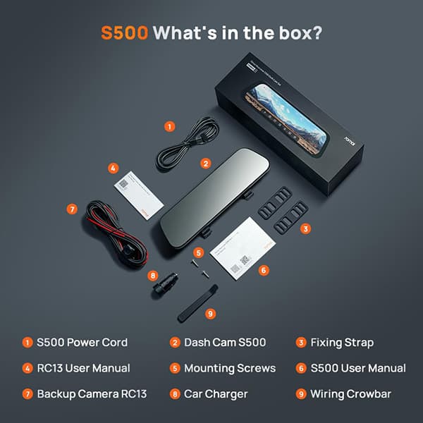 قیمت دوربین خودرو شیائومی 70mai Rearview Dash Cam S500
